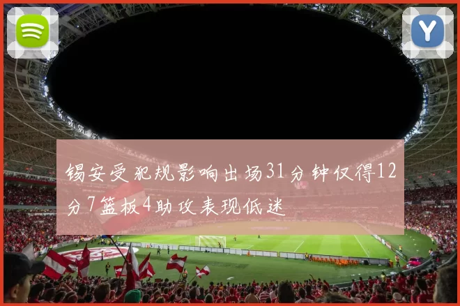 锡安受犯规影响出场31分钟仅得12分7篮板4助攻表现低迷